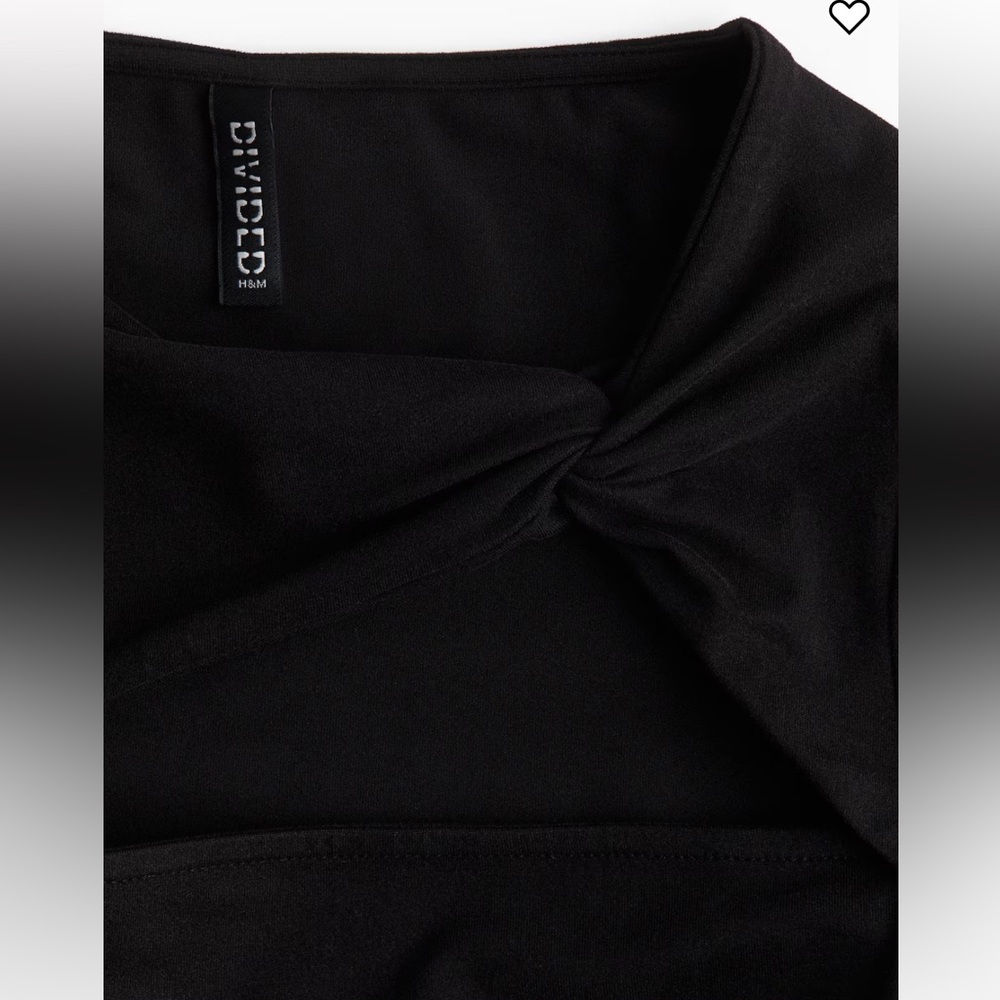 H&M TWIST-DETAIL CROP LONG SLEEVE STRETCH TOP BLACK - Picture 5 of 10